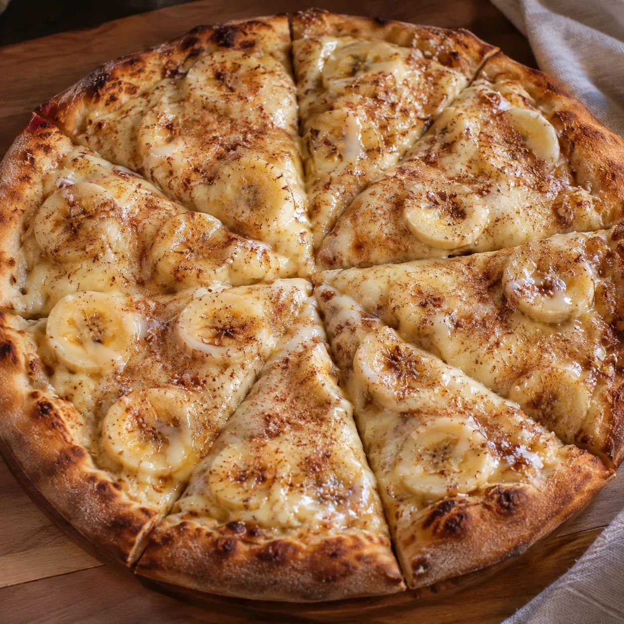 Pizza de banana com canela
