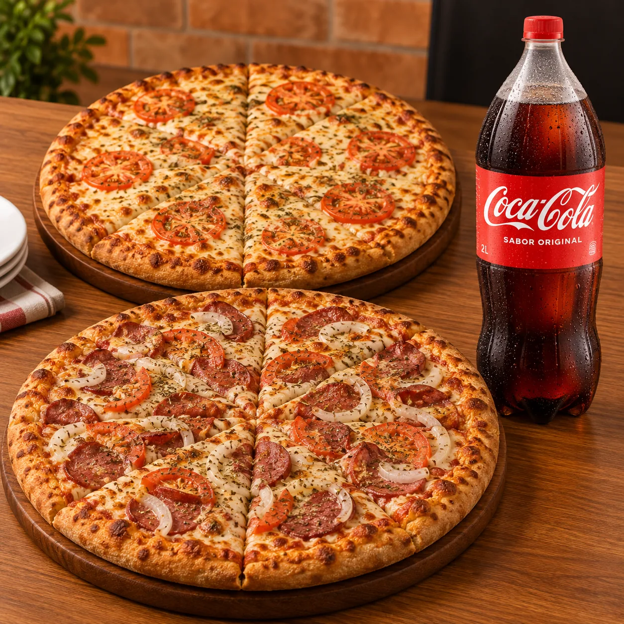Duas pizzas promocionais da Pizzaria da Solinho